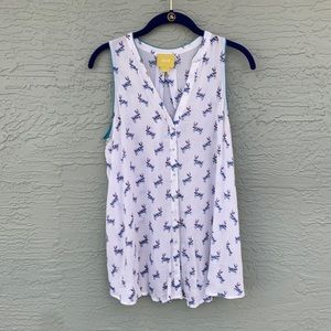 Anthropologie Maeve Sz 6 Rainbow Rabbit V-neck button down sleeveless